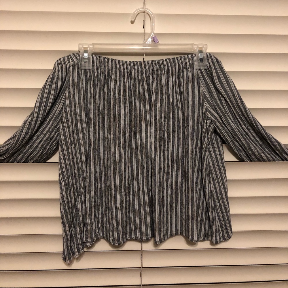 striped off the shoulder top